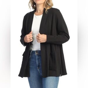 Jess & Jane sweatshirt cardigan black casual comfortable open front size large